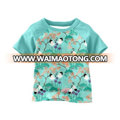 Animal Printed Boy Short Sleeve T-shirt Fashion Cute Raglan