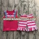 GUJU Summer Girls Boutique Clothing Kids Organic Cotton Tanks Top and Pink Stripe Ruffled Shorts Outfits Sets